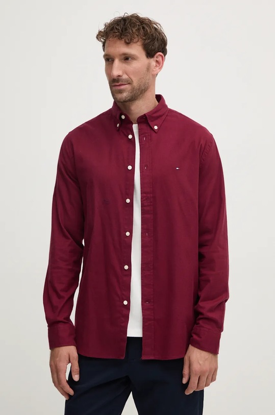 Košeľa Tommy Hilfiger jednofarebný burgundské MW0MW36824