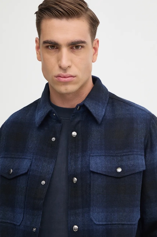 Vunena košulja-jakna Tommy Hilfiger MW0MW36852 mornarsko plava