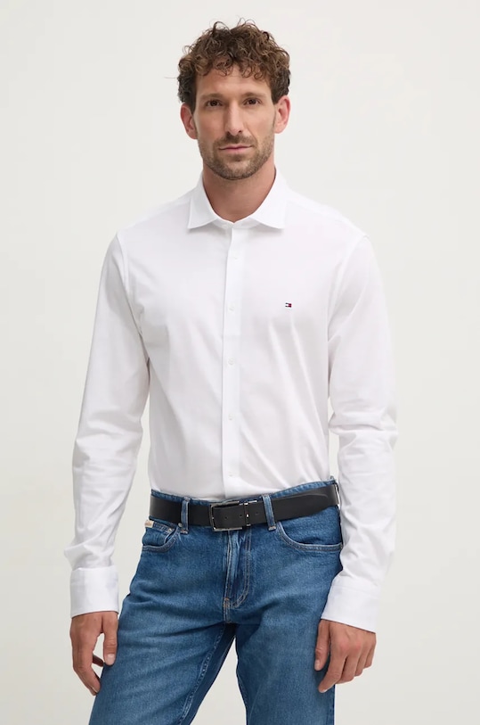 Bavlněná košile Tommy Hilfiger slim bílá MW0MW36908