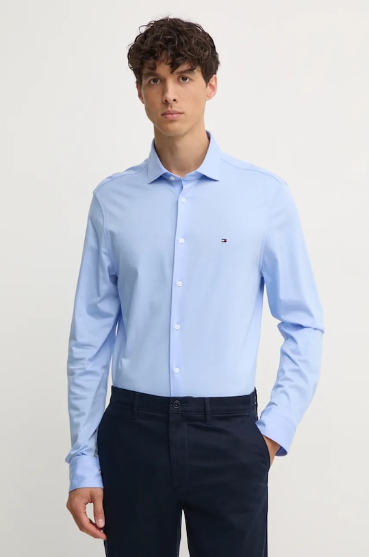 Bavlněná košile Tommy Hilfiger slim modrá MW0MW36908