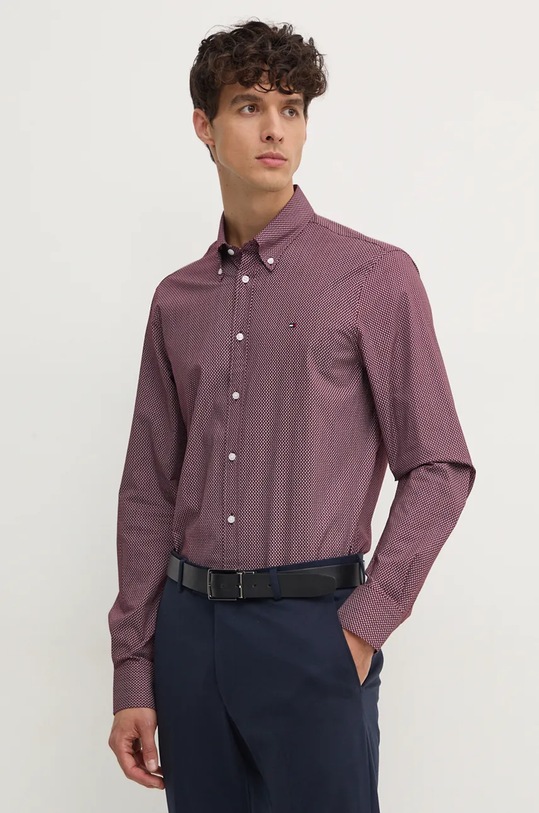 Πουκάμισο Tommy Hilfiger με ελαστάν μπορντό MW0MW36914