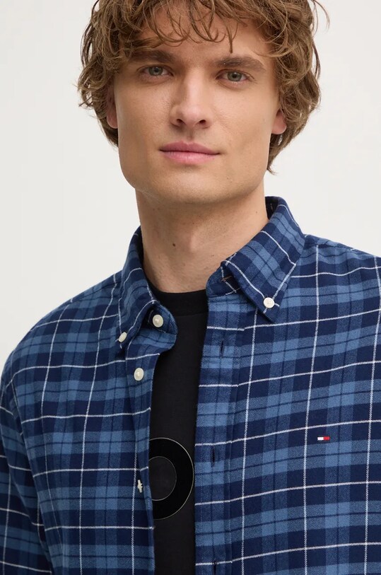 Îmbrăcăminte Tommy Hilfiger camasa din bumbac MW0MW37207 bleumarin