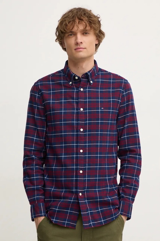 Bavlnená košeľa Tommy Hilfiger regular burgundské MW0MW37207