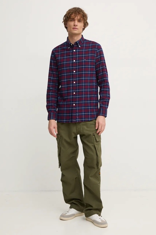 Bavlnená košeľa Tommy Hilfiger burgundské MW0MW37207