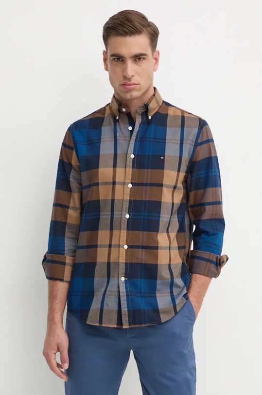 Bavlněná košile Tommy Hilfiger regular námořnická modř MW0MW37351