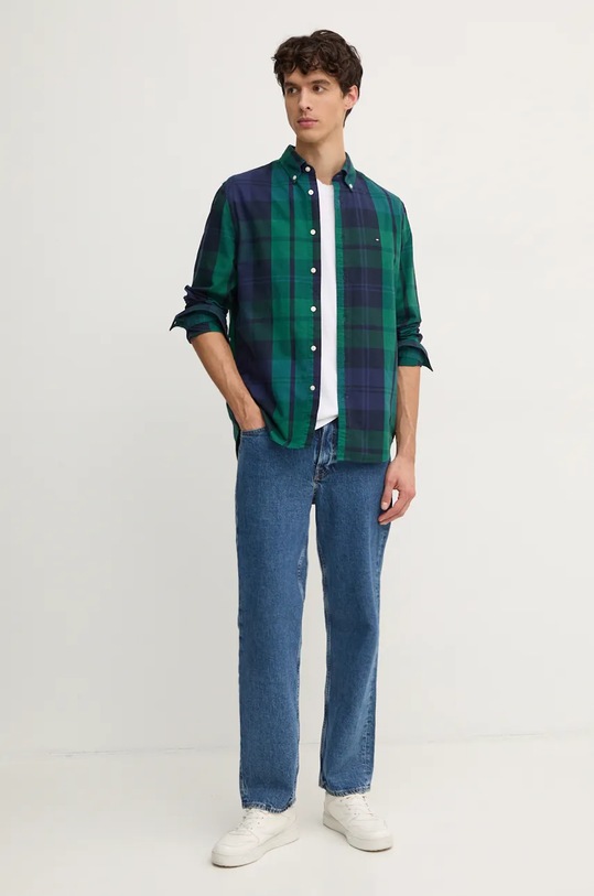 Tommy Hilfiger koszula bawełniana MW0MW37351 zielony AW24