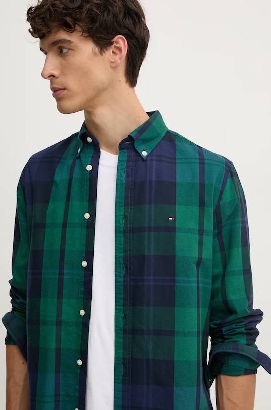 Tommy Hilfiger koszula bawełniana zielony MW0MW37351