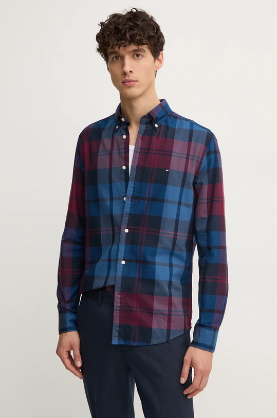 Tommy Hilfiger koszula bawełniana wzorzyste bordowy MW0MW37351