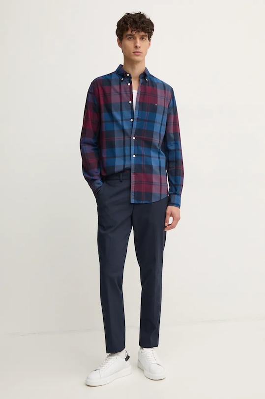Tommy Hilfiger koszula bawełniana MW0MW37351 bordowy AW24