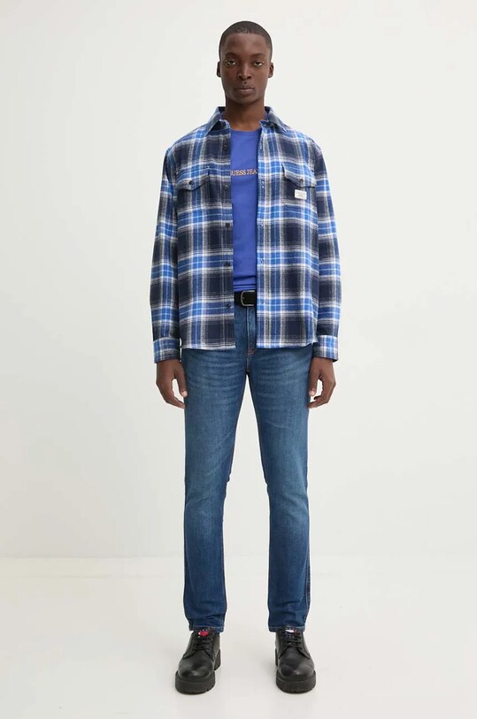 Guess Jeans camasa din bumbac M4BH64.WGMH1 bleumarin AW24