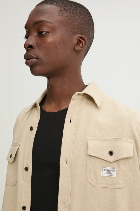 Bavlnená košeľa Guess Jeans béžová M4BH64.WGMH1