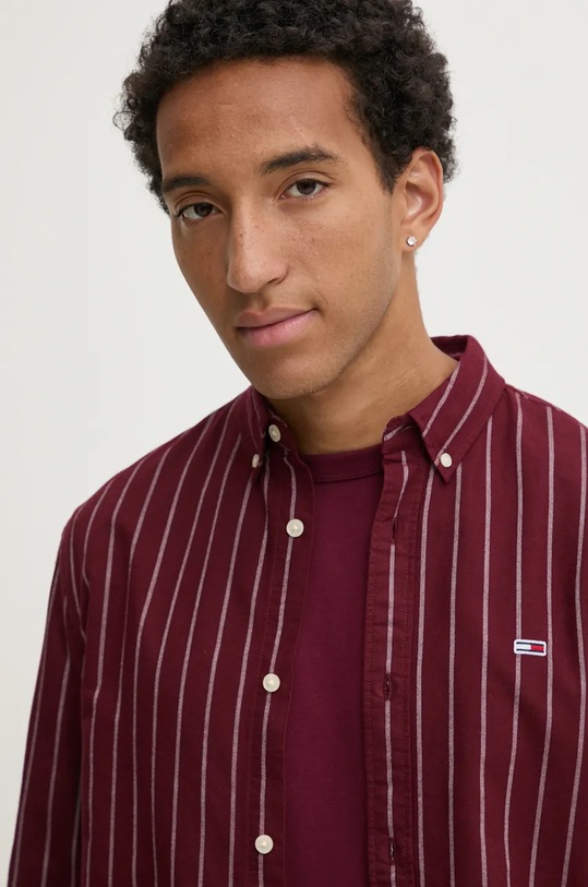 Pamučna košulja Tommy Jeans bordo DM0DM19646