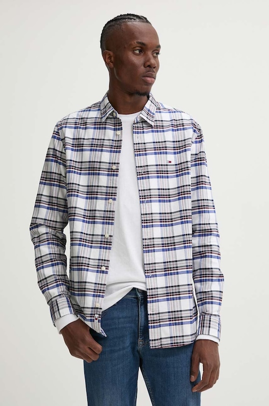 Tommy Jeans camasa din bumbac cu modele alb DM0DM19648