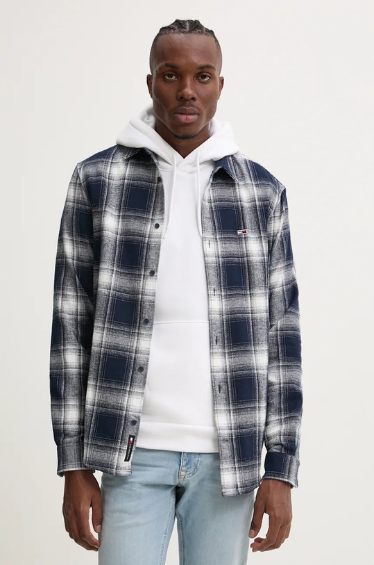 Pamučna košulja Tommy Jeans mornarsko plava DM0DM19651