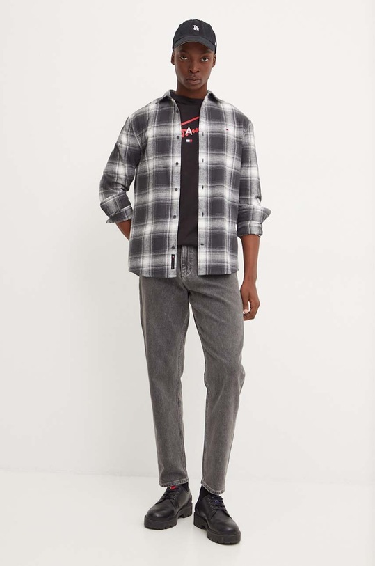 Bavlněná košile Tommy Jeans DM0DM19651 šedá AW24