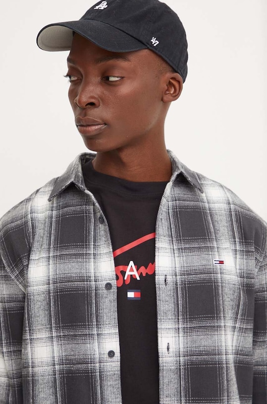 Bavlněná košile Tommy Jeans šedá DM0DM19651