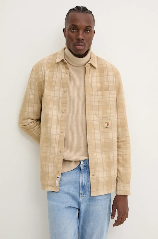 Tommy Jeans camicia in velluto a coste regolare beige DM0DM19653