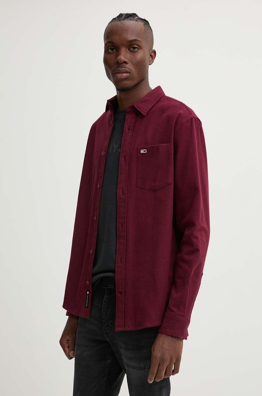Pamučna košulja Tommy Jeans bordo DM0DM19656