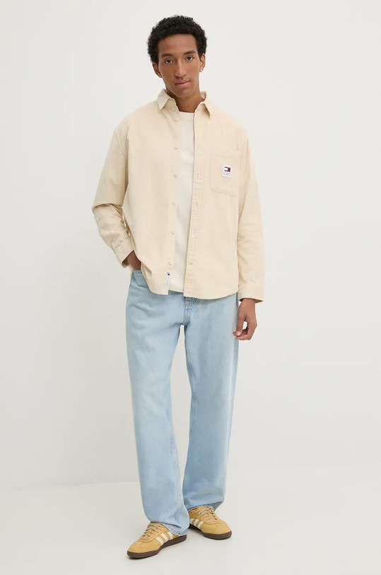 Manšestrová košile Tommy Jeans DM0DM19660 béžová AW24