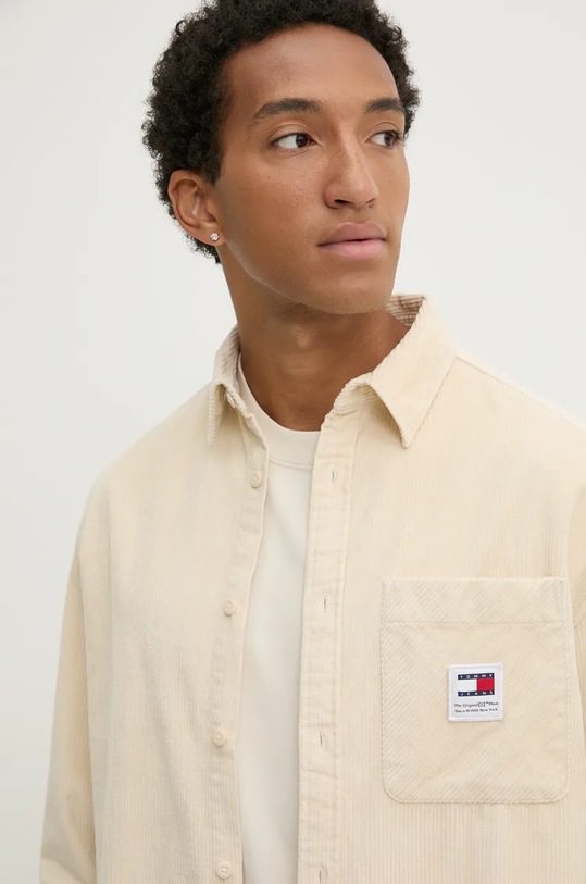 Manšestrová košile Tommy Jeans béžová DM0DM19660