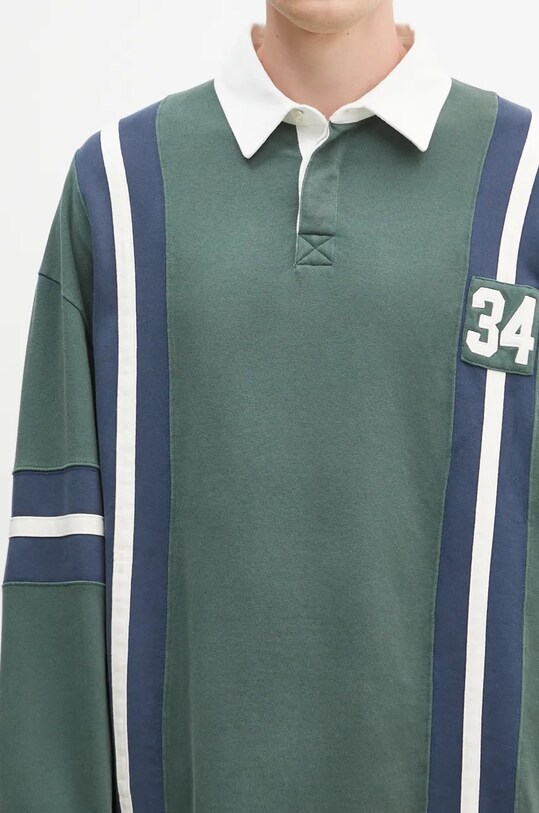 AMBUSH hanorac de bumbac Striped Rugby Shirt verde BMGC002F24JER0015245