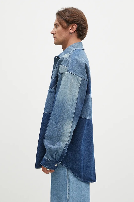Košilová bunda AMBUSH Patchwork Denim Shirt Vintage BMYD003F24DEN0014400 modrá AW24