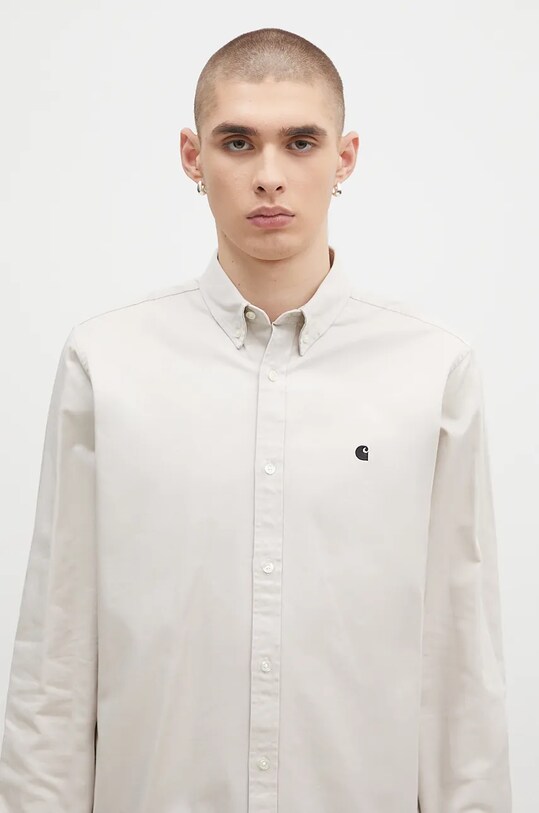Carhartt WIP cotton shirt Longsleeve Madison Shirt beige I023339.2DUXX