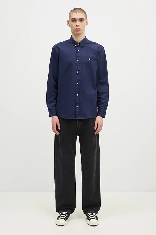 Carhartt WIP koszula bawełniana Longsleeve Madison Shirt I023339.2E2XX granatowy