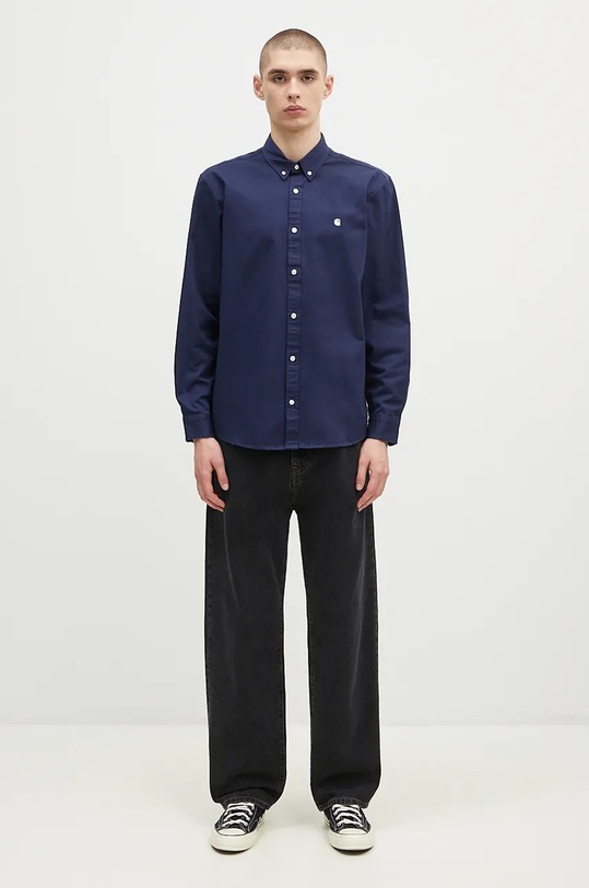 Бавовняна сорочка Carhartt WIP Longsleeve Madison Shirt I023339.2E2XX темно-синій