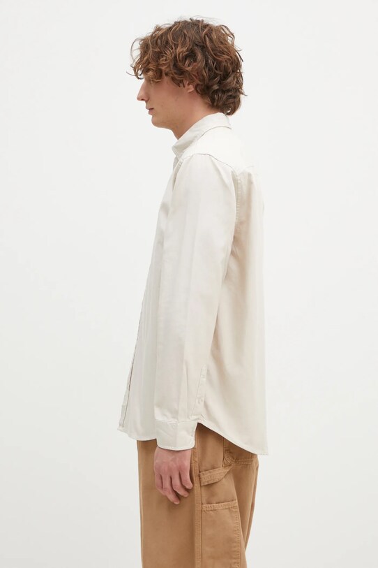 Bavlněná košile Carhartt WIP Longsleeve Bolton Shirt I030238.MOOGD béžová AW24