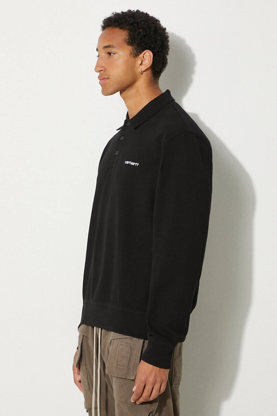 Carhartt WIP cotton longsleeve top Vance Rugby black I032203.0D2XX