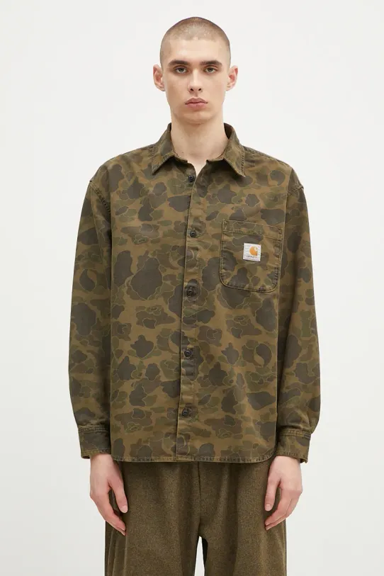 Carhartt WIP camicia in cotone Longsleeve Duck Shirt rilassato verde I033769.2MQGD