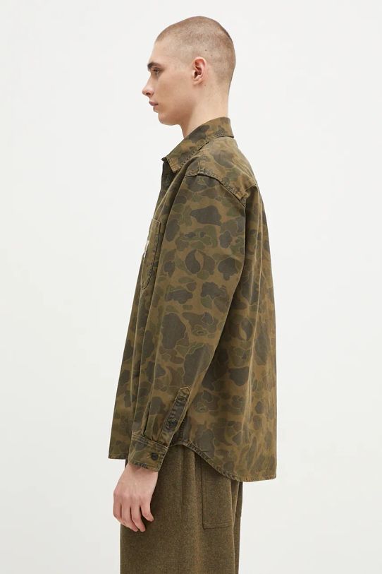 Carhartt WIP camicia in cotone Longsleeve Duck Shirt I033769.2MQGD verde AW24