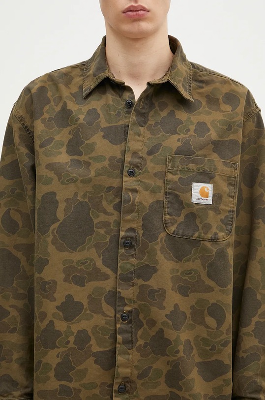 Carhartt WIP camicia in cotone Longsleeve Duck Shirt verde I033769.2MQGD