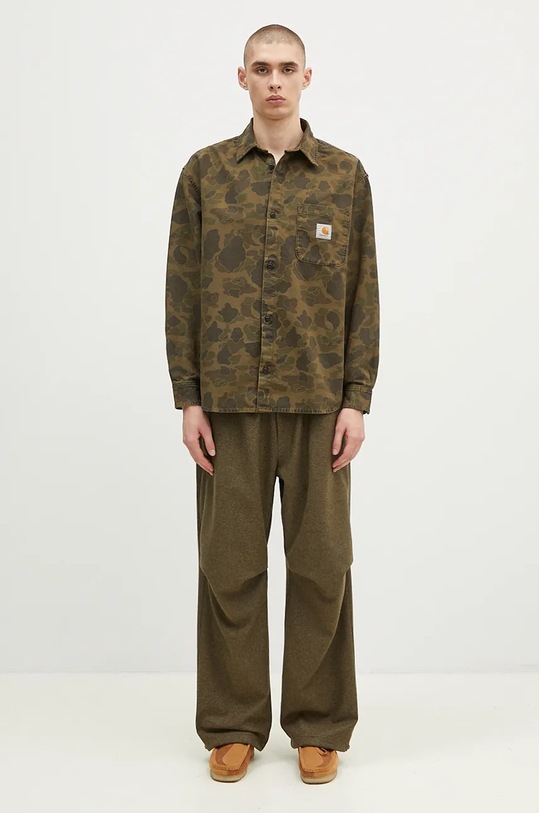 Carhartt WIP camicia in cotone Longsleeve Duck Shirt I033769.2MQGD verde