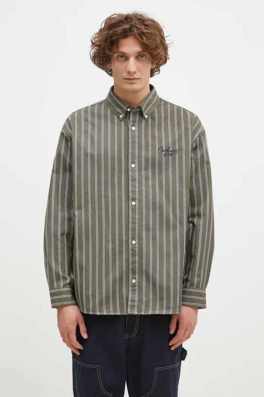 Carhartt WIP cotton shirt Longsleeve Signature Shirt cotton green I033810.2JV06