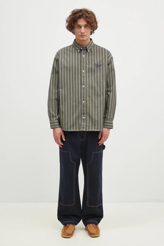 Carhartt WIP cotton shirt Longsleeve Signature Shirt green I033810.2JV06