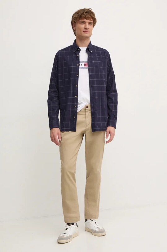 Хлопковая рубашка Hackett London HM3010066 тёмно-синий AW24