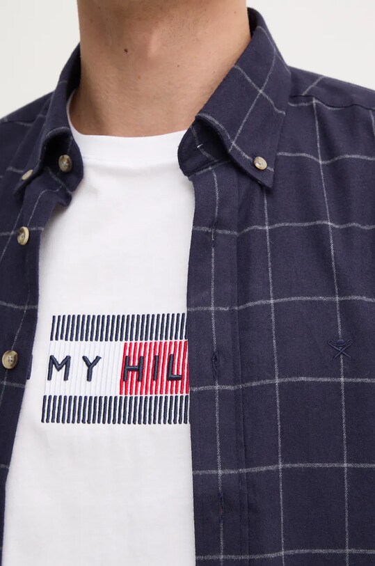 Хлопковая рубашка Hackett London HM3010066 тёмно-синий