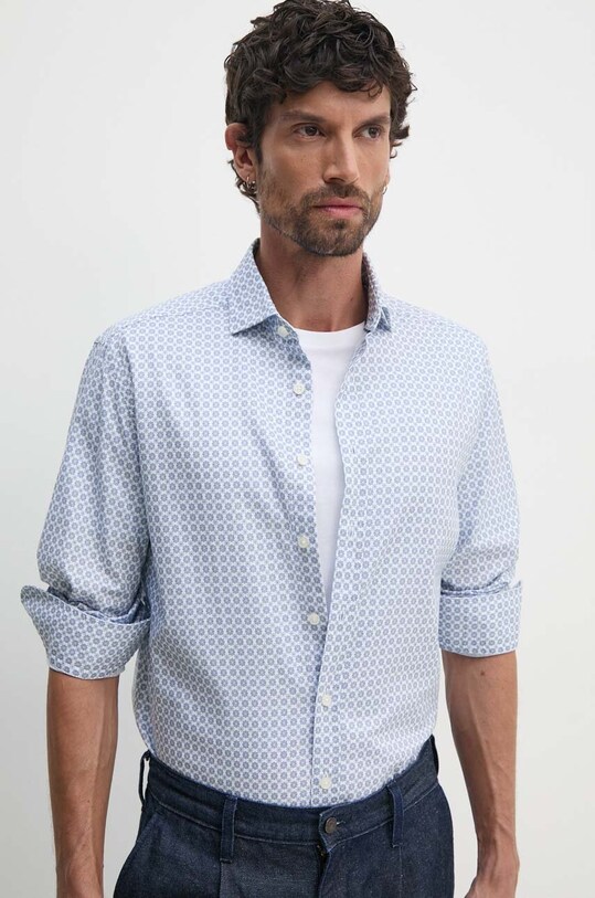 Бавовняна сорочка Hackett London HM3010115 блакитний