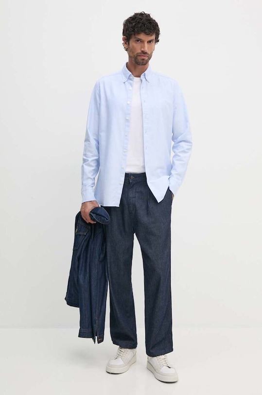 Одяг Бавовняна сорочка Hackett London HM309361 блакитний