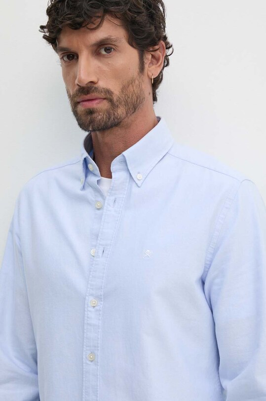 Hackett London koszula bawełniana HM309361 niebieski
