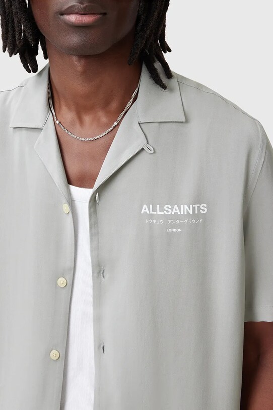 Košeľa AllSaints UNDERGROUND M158SB sivá SS25