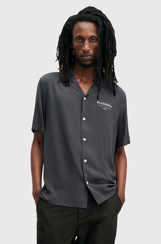 Košeľa AllSaints UNDERGROUND relaxed tmavomodrá M158SB
