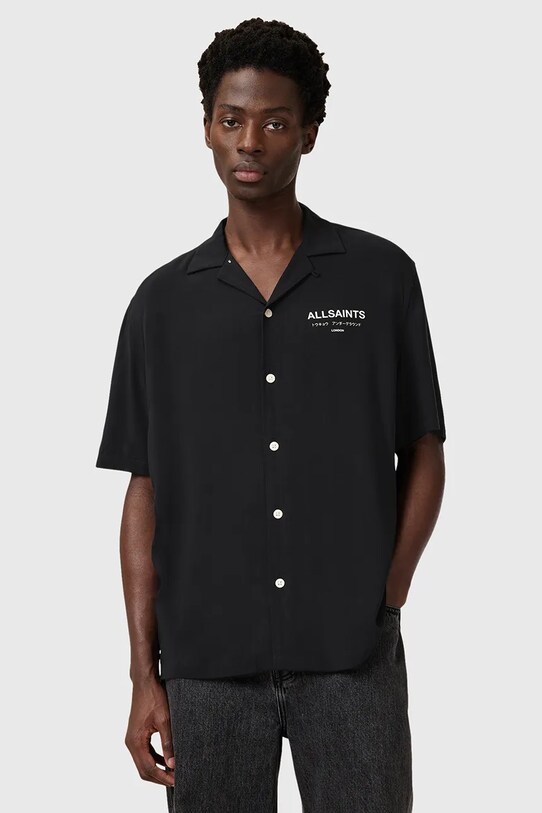 Košeľa AllSaints UNDERGROUND relaxed čierna M158SB