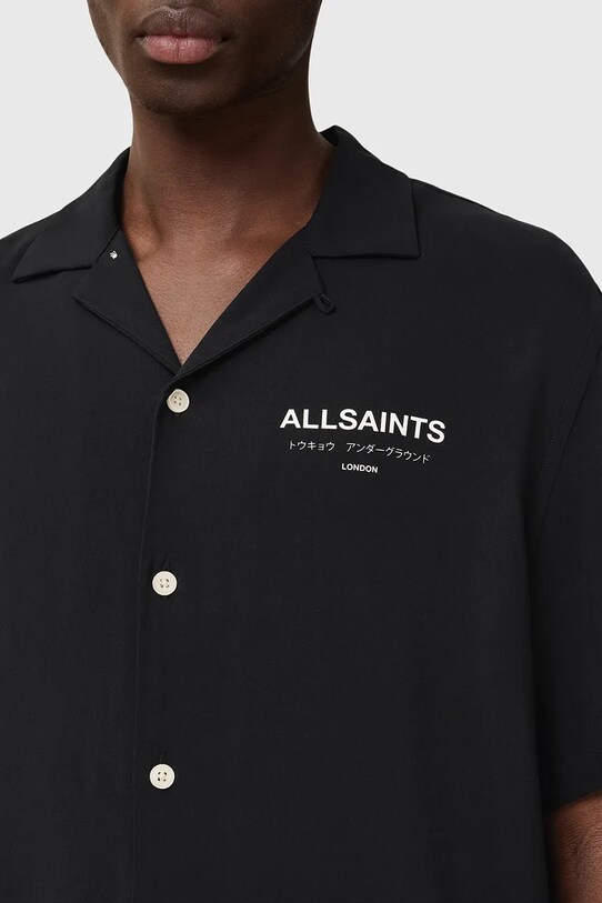 Košeľa AllSaints UNDERGROUND M158SB čierna SS25