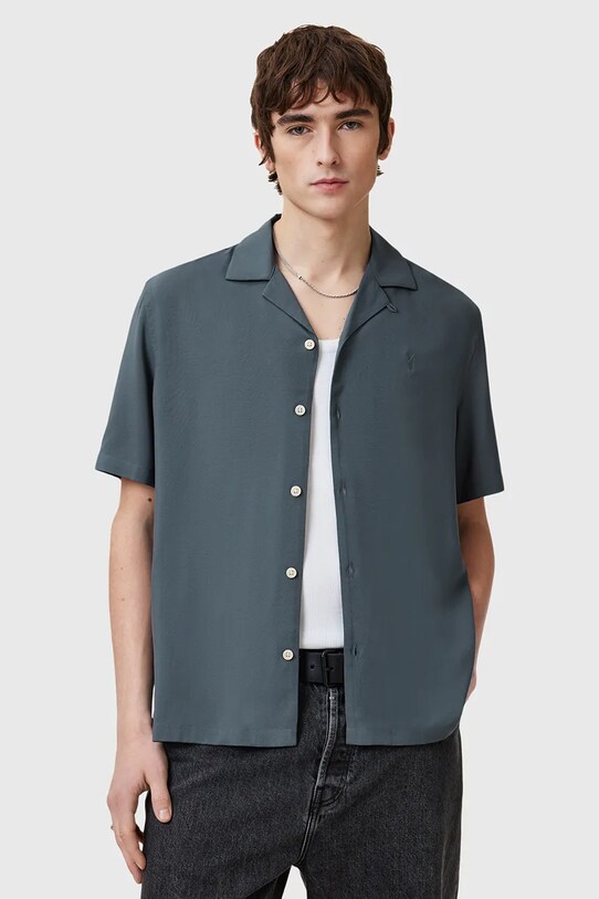 Košeľa AllSaints VENICE relaxed modrá M159SB
