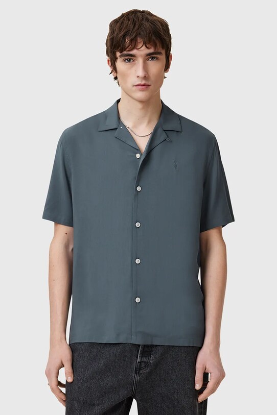 Košeľa AllSaints VENICE M159SB modrá