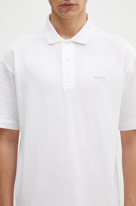 Βαμβακερό μπλουζάκι πόλο Barbour Dunand OS Polo Shirt λευκό MML1426