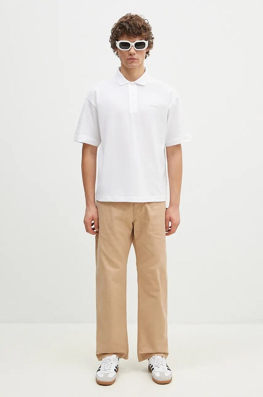 Βαμβακερό μπλουζάκι πόλο Barbour Dunand OS Polo Shirt MML1426 λευκό